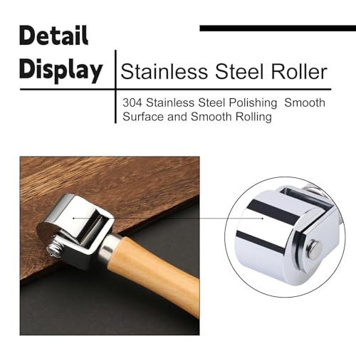 Mnuizu 26mm+60mm+100mm Leather Press Edge Roller, Brayer Rollers - color: Wood Color, size: 26mm+60mm+100mm