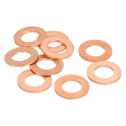 MECCANIXITY 9Pcs Flat Washer, M10 Copper Washers Copper Sealing Ring Crush Washer Kit Assortment, 10mm ID, 18mm OD, 1.5mm Thick for Bolts Screws Machinery Repair - size: 10mmx18mmx1.5mm