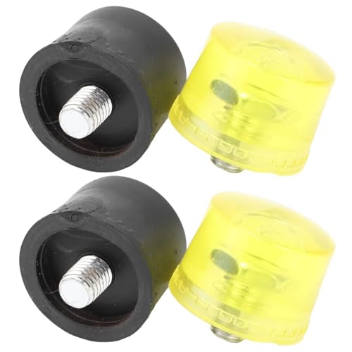 Replacement Mallet Head Tips Rubber Hammer 4 Pcs Yellow Black Plastic Set (Φ40mm)