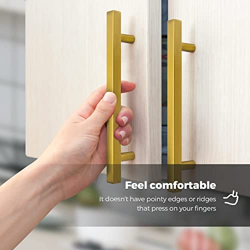 Ravinte Gold Cabinet Handles 5 Inch 10 Pack, Square Cabinet Pulls - size: 5 Inch Hole Centers