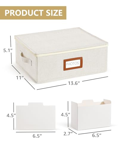 HULISEN Photo Storage Box, Photo Organizer for 2000 4x6 Pictures, Beige - color: Beige