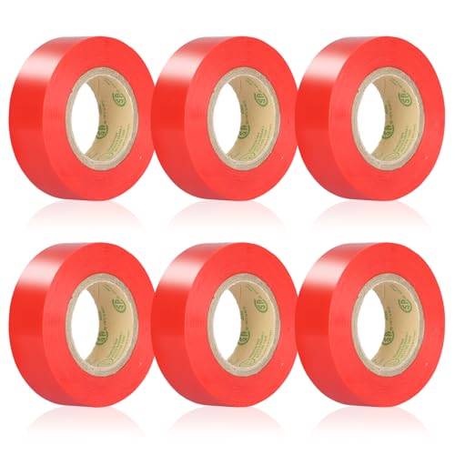 Red Electrical Tape, UL Approved, 0.7in x 33ft, 6 Pack - color: Red