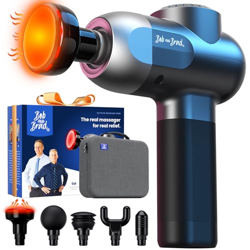 BOB AND BRAD C2 Plus Massage Gun with Heat, Deep Tissue Percussion FSA Massager Gun for Athletes & Pain Relief, Electric Handheld Back Neck Shoulder Muscle Massager, HSA Eligible Gift - color: Onyx Black