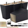 Airy Abode Premium Black Square Furniture Legs (Full Install Kit) - Pick Your Size and Color - color: Black, size: 4 Inches