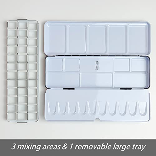 FCLUB Empty Watercolor Palette Paint Case - Medium Tin with 36 Half Pans - style: Tin with 36Pcs Half Pans