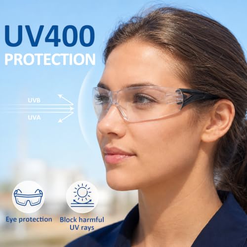 TBET Clear Safety Glasses Bulk for Men, ANSI Z87.1& UV Protection Glasses