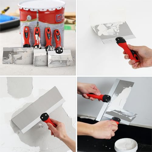 Bates Stainless Steel Putty Knife Set - 5 Pack, 14", 12", 10", 8", 6" Drywall Knives, Scraper Tool