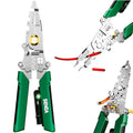 12 in 1 Foldable Wire Stripper with Electricity Measurement Function & Dual Alarms Multifunctional Professional Electrician's Pliers Cable Stripping Pliers (Green, Wire Stripper (Centre Split) 8.5") - size: Wire Stripper (Centre Split) 8.5"