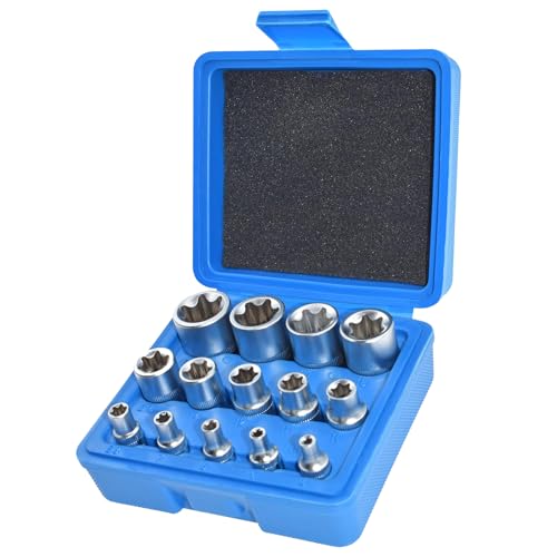 E-Torx Socket Set, 1/4" 3/8" 1/2" Drive - color: Blue Case, size: 14 PCS - E Socket