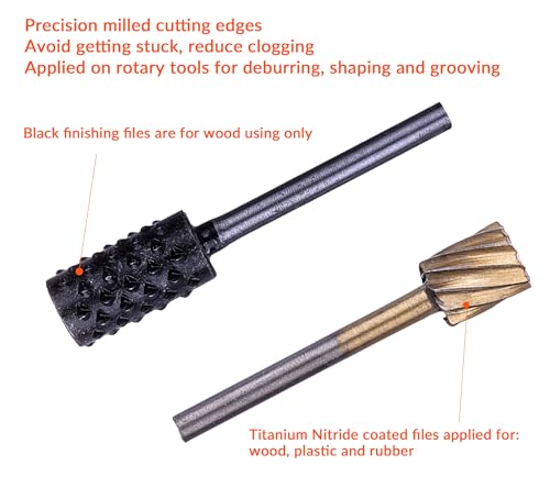 10PCS Rotary Burr Wood Carving Rasp Files Set with 1/8" Straight Shank - size: 1/8" Straight Shank (10 Pcs)