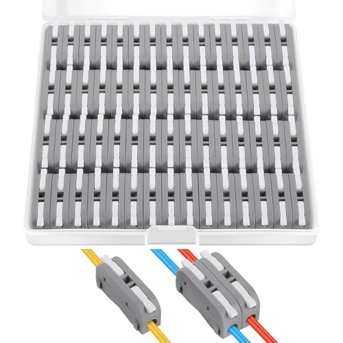 XHF 60pcs White Lever Connectors, Electrical Wire Terminals for Any Circuit, Inline Splices 28-12 AWG (SPL-1) - color: White