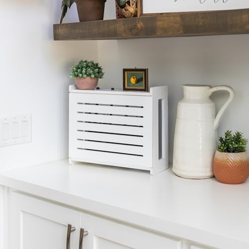 WiFi Router Storage Cabinet Router Box Hider WiFi Box Hider Shelf Cover - color: White