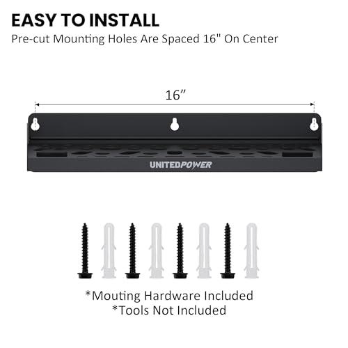 UNITEDPOWER Wall Mount Tool Storage Rack, Screwdriver Holder, Pliers Organizer, Wrench Utility Shelf, 51 Holes for Variety of Small Hand Tools, Workshop, Shed, Garage, Home - style: Hand Tools Holder