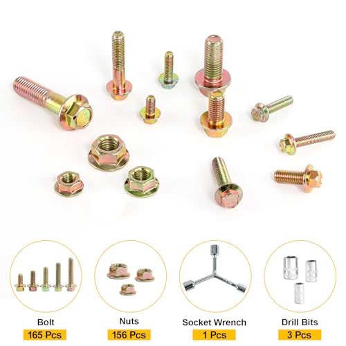 FMhotu 321Pcs Nuts and Bolts Assortment Kit, Metric Grade 8.8 Flange Hex Bolts and Nuts Set, M6 M8 M10, 18 Sizes, Comes with 1 Y-Wrench and 3 Bits THLSTZ321pcs - size: 321pcs M6 M8 M10