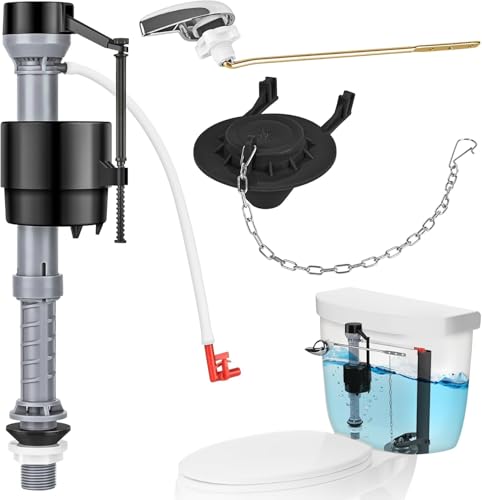 Universal Toilet Flush Valve Replacement Kit Height Adjustable Fill Valve - color: BLACK 1