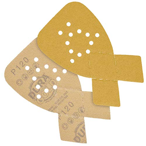 Dura-Gold Premium Mouse Detail Sander Sandpaper Sanding Sheets - 120 Grit (Box of 24) - 12 Hole Pattern Hook & Loop Triangle Shaped Mouse Discs - Fits Black and Decker, Woodworking Wood Crafting, Auto - size: 120-Grit