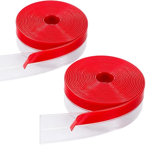 Clear Weather Stripping Seal Strip for Doors and Windows - Draft Stopper for Frames, Glass & Gaps | Transparent Silicone Insulation Seal (35mm Wide, 10M / 33Ft Total, 2-Pack)