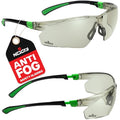 NoCry Tinted Safety Glasses for Men and Women with Anti-Fog and Scratch Resistant Wrap-Around Lenses — Adjustable Temples and Nose Pads — 100% UV Resistant, ANSI Z87.1 Certified Protective Eyewear - color: Black & Green Tinted