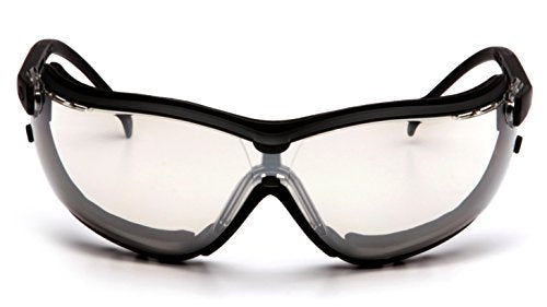 Pyramex V2G Safety Glasses, Black Frame/Amber Anti-Fog Lens - color: Black Frame/Indoor-outdoor Mirror Anti-fog Lens
