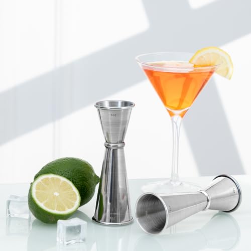 Briout Double Cocktail Jigger for Bartending, 2OZ & 1OZ, Rolled Edge Silver - color: Frosted Silver, size: Rolled Edge-1oz/2oz-1PC