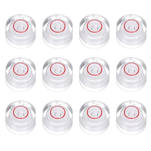 HARFINGTON 12pcs Circular Bubble Spirit Level 10x6mm Mini Round Bubble Spirit Level Little Measuring Layout Tools for TV Industrial Carpentry Picture Frame, White/Red - color: White/Red, size: 10x6mm
