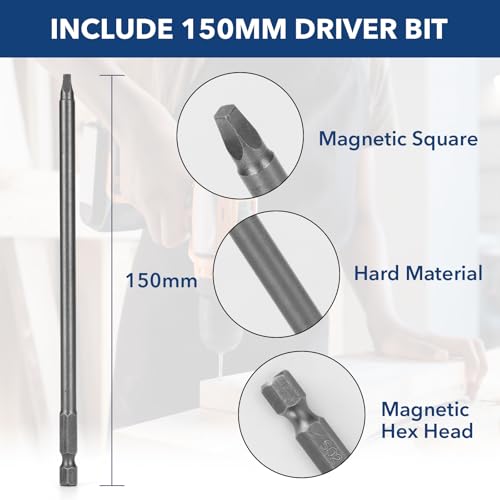 Pocket Hole Screws #8x2-1/2, Coarse Thread Wood Screws 300Pcs, Washer Head with Square Drive, 150MM Drive Bit Included - color: Blue, size: #8x2-1/2‘’