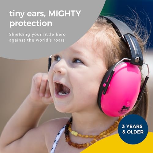 BANZ Kidz Earmuffs 2 Years & Older - Loud Noise Cancelling, Size Adjustable - color: Petal Pink