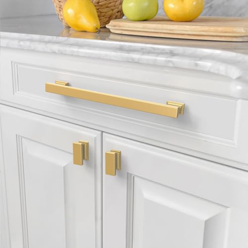 Amerdeco 10 Pack Brushed Gold Cabinet Pulls 10" - color: Brushed Gold, size: 10" hole center