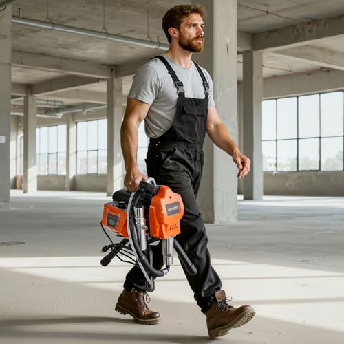 VEVOR Stand Airless Paint Sprayer, 1500W, 3300PSI High Pressure Airless Sprayer, Cleaning Brush, Hose, Extension Rod, Nozzles, Electric Spray Paint Machine for Large Apartments, Factory Buildings - size: 1500 W