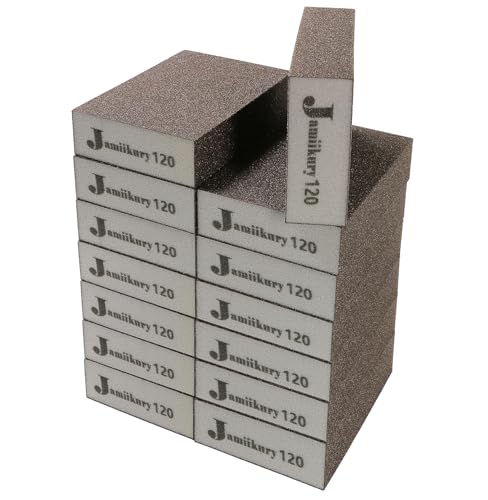 16Pcs 120 Grit Sanding Blocks, Jamiikury Fine Sanding Sponge Washable and Reusable, Wet Dry Sandpaper Sponge for Wood Metal FurniturePaint and Drywall - size: 120 Grits