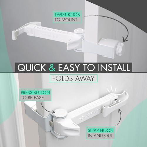 Portable Door Lock for Pets & Childproofing. No Adhesives, No Door Damage. Adjustable Cat Door Latch for Baby Proofing. Let Cats in, Keep Kids & Dogs Out. Baby Door Lock & Cat Door Holder