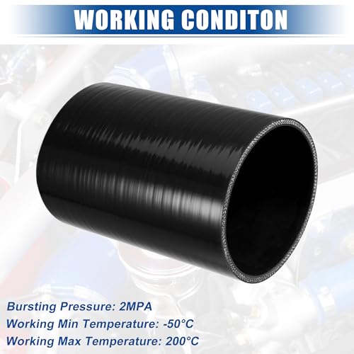 uxcell 4-Ply 4" ID 6" Length Reinforced Silicone Reducer Hose Black - size: 4" ID