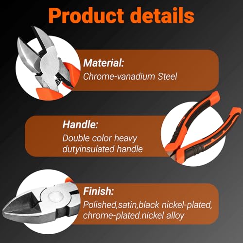 6" Diagonal Cutting Pliers, Heavy Duty Side Cutters, Wire Cutters For Electrical Appliance Repair, Cable, Electronic Production, Industrial Work, Fine Cutting, Model Making Comfort Grip