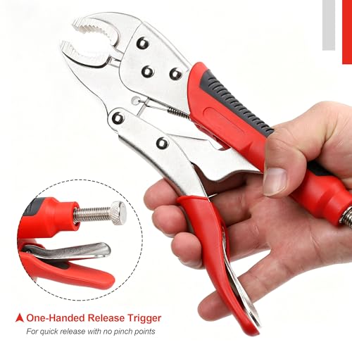 FASTPRO 4-Piece Locking Pliers Set with Heavy Duty Grip, Red - color: Red