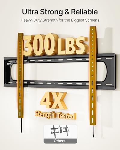 monTEK Heavy Duty Fixed TV Wall Mount for 60-120 Inch TVs up to 300 lb - size: 60"-120" Fixed