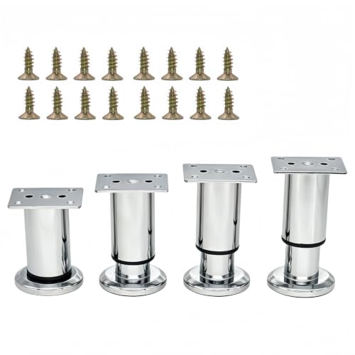 4Pcs Adjustable Silver Metal Furniture Legs 3.1-4.7 Inch Cabinet Desk Sofa - color: Silver, size: 3.1"- 4.7"-Set of 4