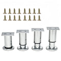 4Pcs Adjustable Silver Metal Furniture Legs 3.1-4.7 Inch Cabinet Desk Sofa - color: Silver, size: 3.1"- 4.7"-Set of 4