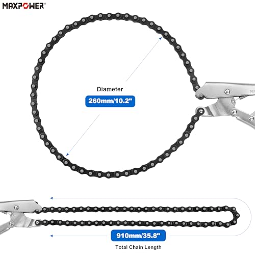 MAXPOWER Locking Chain Clamp, 9-Inch Locking Chian Pliers with 35.8-Inch Chain, 2 Pack - size: 35.8" Chain