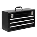 3 Drawer 20“ Metal Tool Box Portable Steel Tool Chest with Metal Latch Closure for Garage, Home and Workbench,Black - size: 20Inch-BLACK