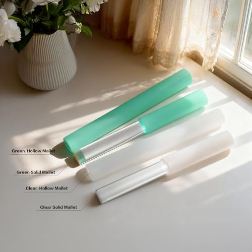 4 Pcs Singing Bowl Mallet Set Includes Solid and Hollow Acrylic Silicone Rubber Striker Mallet for Playing Quartz Crystal Singing Bowls with Bundle Pocket(WhiteGreen) - color: WhiteGreen
