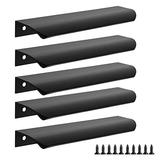 Malimali 5 Pack 6" Black Edge Finger Pulls for Cabinets, Drawer Pulls - color: Matte Black, size: 150mm/6" (5Pcs)