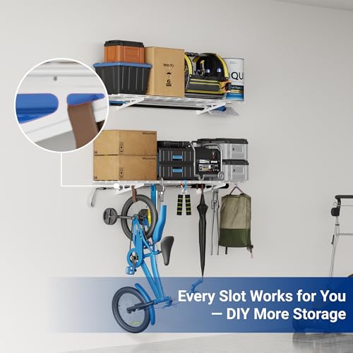 FLEXIMOUNTS 2-Pack 1x4ft 12-inch-by-48-inch Wall Shelf Garage Storage Rack Wall Mounted Floating Shelves, 450 lbs Load Capacity, White, Classic Series - color: White, size: 2 pack-1x4 ft
