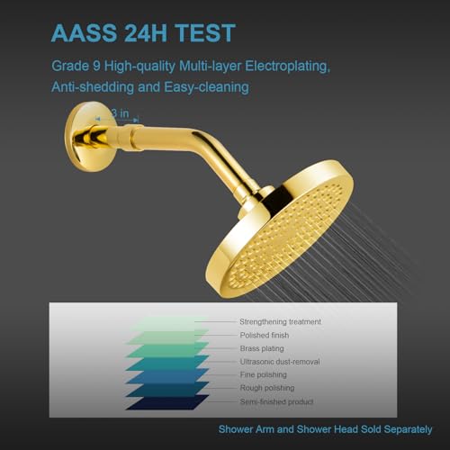 OFFO Shower Head Extension Arm, Shower Arm Extension Shower Head Extender Made of 304 Stainless Steel Shower Pipe Extension, Bright Gold 3 in - color: Bright Gold, style: 3 in