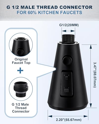 ALEASHA Pull Down Kitchen Faucet Head Replacement,3-Function Sink Spray Nozzle with 9 Adapters,Compatible with Moen,American Standard,Delta,Kohler Faucets,Matte Black - color: Matte Black