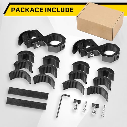 2-Pack Quick-Release Rubber Clamp with Roll Bar Clamps Mounting Brackets for 1" 1.5" 1.75",Rubber Mount Clamps for 1-1/7'' to 1-3/7'' Diameter in Diameter Tools for ATV UTV Truck Snowmobile Golf Cart
