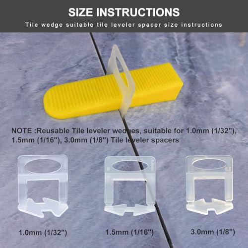 Tile Leveling System Wedges 210 pcs Reusable Tile Leveler Wedges for 1/8" 1/16" 1/32" Spacers and Tile Leveling Clips Tile Leveler Tools for Wall Floor Tile Stone Installation Yellow - size: 210 pcs tile wedges