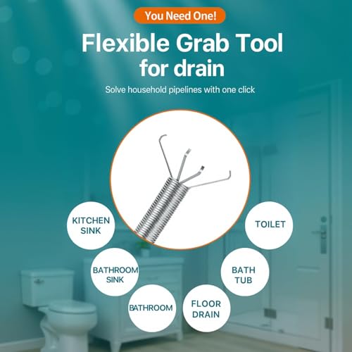 Drain Snake, Drain Cleaner & Hair Clog Remover Tool – Flexible Plumbing Snake for Toilet, Sink, Shower, Bathtub – Heavy Duty Manual Drain Auger with Grabber (35inches, 63inches, 79inches)