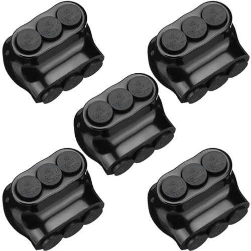 Kanayu 5 Pcs Black Insulated Multi Cable Connector, 3 Ports Electric Wire Connectors and Soldering Lugs, Single Side Entry Cable Splicers, with Oxide Inhibitor (2-14 Wire Range,1.98" X 1.30") - size: 2-14 Wire Range,1.98" x 1.30"