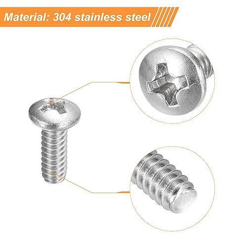 uxcell #6-32x3/8 Pan Head Machine Screws, 304 Stainless Steel 18-8 Screw, Phillips Drive, Fully Threaded, Bright Finish, Pack of 25 - size: #6-32x3/8"