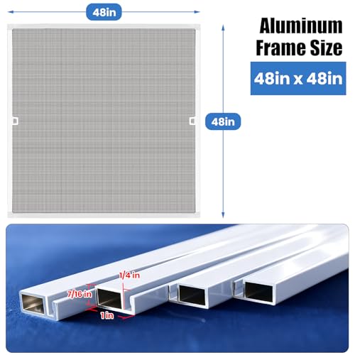 Toocust Window Screens Frame Kit 48 Square, Heavy-Duty Aluminum Window Screen, High-Visibility Durable Mesh, Easy Repair/Reinstall for Windows & Patio Doors, Multi-Size Options-2 Pack - size: 48*48 2pack